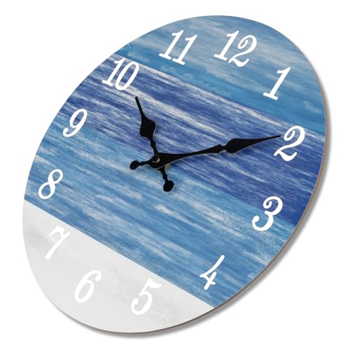 Foxtop Wall Clock 12 Inch, Rustic Wall Clocks Beach Themed Battery Operated Silent Non Ticking Round Coastal Wooden Clock Decorative For Living Room Kitchen Bedroom thumb #2