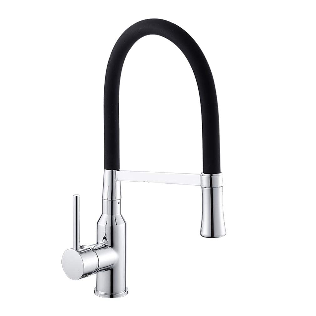 VDOQTLJT Led Kitchen Faucets with Rubber Chrome∕Nickel Mixer Faucet for Single Handle Pull Down Tap Crane for Sinks with Aerator Retro Chrome with(Chrome Without Led)