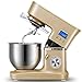 GAOLIGUO Robot kuchenny 5 l, 1200 W, 8 prędkości, mikser wielofunkcyjny z trzepaczką, hakiem do zagniatania, trzepaczką, maszyna do ciasta, złoty