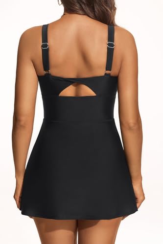 Daci Women's One Piece Swimdress - Tummy Control Swimsuit Full Coverage Modest Skirted Bathing Suit with Pockets 20253