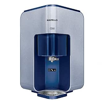 Havells Max Alkaline Water Purifier, First corner mounting design (Patented), Cu+Zn+Alkaline+natural minerals, 7 stage Purification, RO+UV Purification tech., 7 L Transparent tank (White & Blue)