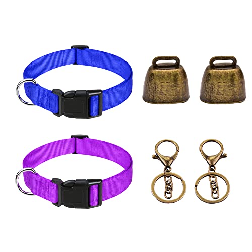 Goat Bells and Collar Set, Cow Horse Sheep Grazing Copper Bells and Nylon Collar Set Small Brass Pet Anti-Lost Copper Bells Cattle Farm Animal Copper Loud Bronze Bell Pet Anti-Theft Accessories Bell