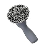 rockible Spazzola con Rete Acciaio Inox Resistente Ruggine Spazzola Manuale con Testa in Rete Metallo Durevole per Lavaggio Stoviglie Quotidiano, Grigio A
