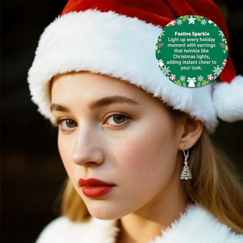 Christmas Earrings Christmas Tree Earrings for Women Sterling Silver Ribbon Green Xmas Tree Colorful Zircon Winter Dangle Studs Holiday Jewelry Gifts2