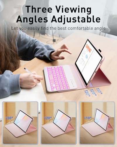 Funda con teclado para Samsung Tab A7 Lite 8.7 con ratón rosa 6