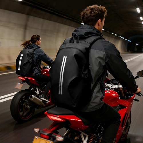 Mochila de motocicleta impermeable con compartimento para casco y accesorios de viaje 2