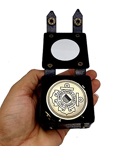 5MoonSun5's US Coast Guard Engraved Brass Military Compass Nautical Marine Gift A Perfect and Unique Gift for Army Person Survival Navigation Compass for Hiking Camping with Leather Display Case - Image 7
