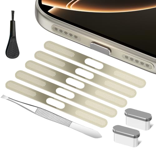 Enchufe antipolvo USB C y malla para iPhone 17 16 Pro Max protector de altavoz duradero