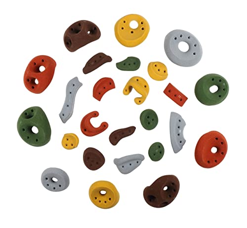 Atomik Rock Climbing Holds Set of 25 Screw-Ons Kids Holds Style 1 in Assorted Earth Tones