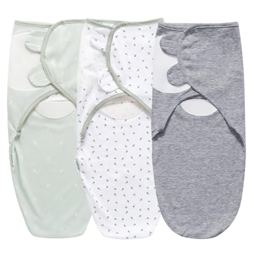 Image of Baby Swaddle Blanket, 3 Pack Newborn Swaddles 0-3-Months, Small-Medium Easy Change Infant Wrap, Infant Swaddling Sack, Adjustable Swaddle Blanket (Sage Gray White)