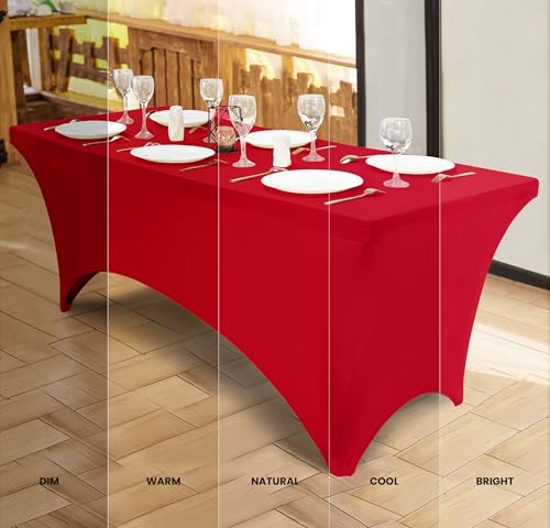 image for Utopia Kitchen Spandex Tablecloth 2 Pack [6FT, Red] Tight, Fitted, Was