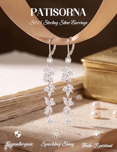 Image of PATISORNA 925 Sterling Silver Long Dangle Earrings for Women Hypoallergenic
