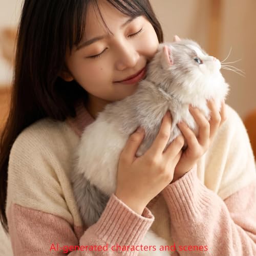 Bolso cruzado de felpa con forma de gato realista para mujer miniatura 3