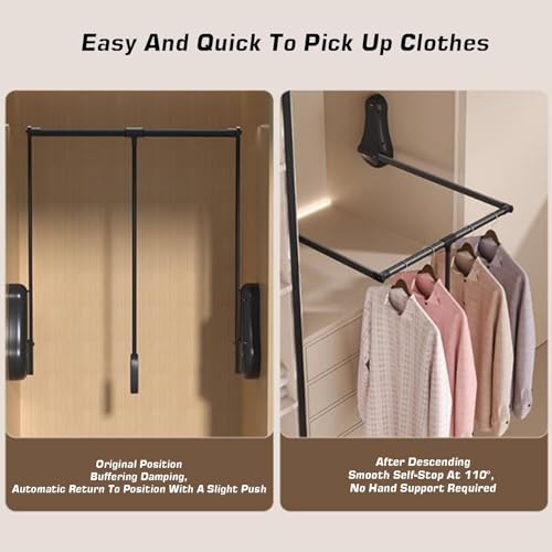 Tringle à vêtements rabattable penderie relevable télescopique noire