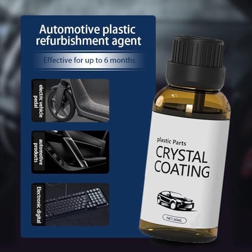 KIRMIT 2Pcs Crystal Coating for Car and Bike Plastic Parts | 30ml PVC Restorer for automobile Revitalizing Coating Agent | Automobiles Dashboard Plastic Crystal Coating Cleaner Polish (pack of 2)