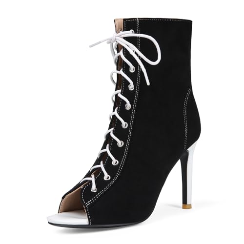 Image of Dance Heels High Heels for Women Open Toe Booties Party Sexy Mesh Sandals Lace Up