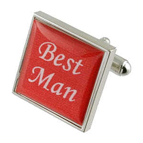Gemelos boda rojos de hombre como regalo de padrino con bolsa protectora