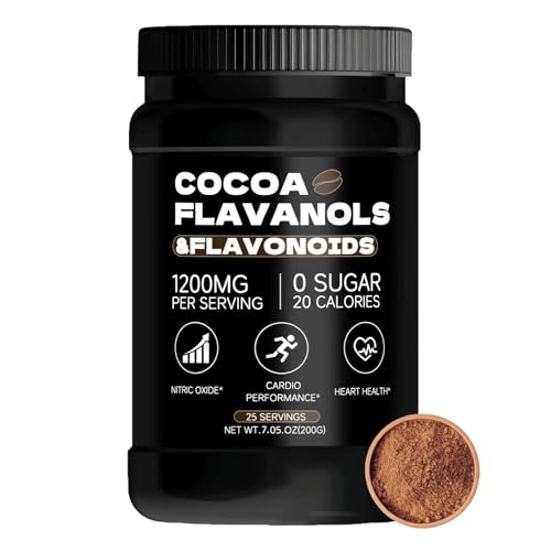 High Flavanol Cocoa Powder - 1200mg Flavanols & Flavonoids, 10X More Epicatechin Than Regular Cocoa, for Heart Health, Nitric Oxide Boost & Energy Support - Pure & Natural