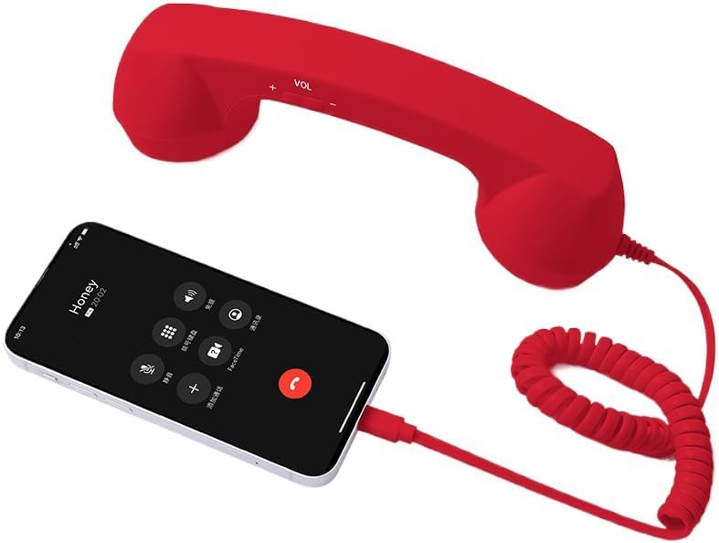 Miniatura 1 de 2026 Retro Phone Handset, Pop Phone RetroHandset,Type-C Phone Handset for Calls,Mobile Video Conferences, Meetings (Red)