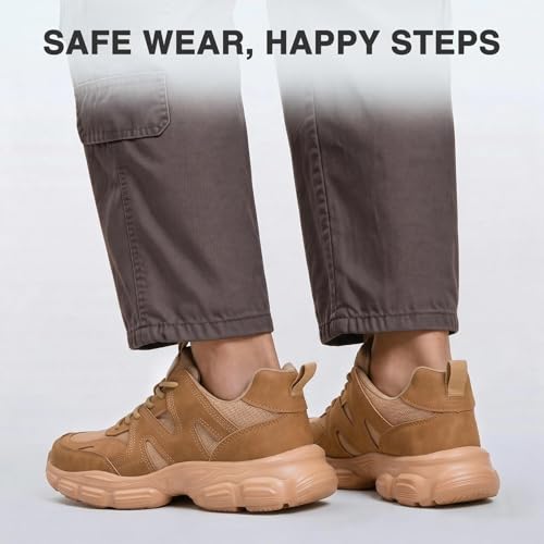Image of Hogent Steel Toe Shoes for Men Women, Wide & Non-Slip Work Shoes