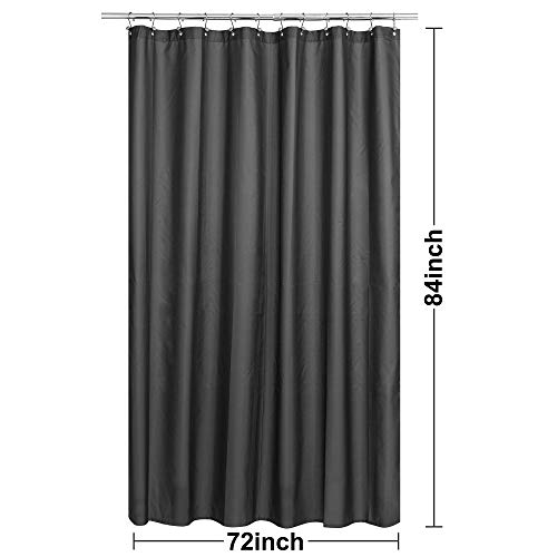 Image of N&Y HOME Fabric Shower Curtain or Liner Extra Long 72 x 84 Inches - Washable Hotel Quality Cloth Shower Curtain for Bathroom - Graphite Gray, 72x84