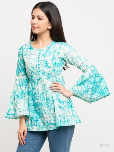 Image of Yash Gallery Women's Cotton Tie and Dye Straight Top