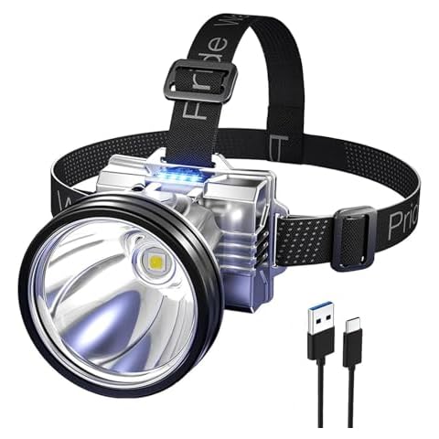 ORRGENA Bright LED Headlamp Rechargeable LED Spotlight with Battery Powered Headlight for Outdoor Adventure Camping Fishing Riding Hiking Mining Cover