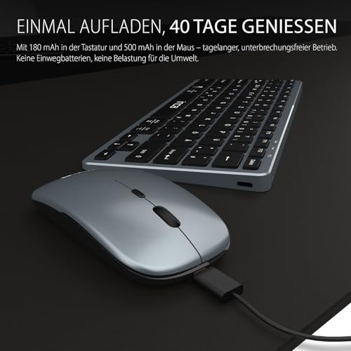 Juego de ratón con teclado Bluetooth recargable de 78 teclas para eliminar cables en el escritorio 5