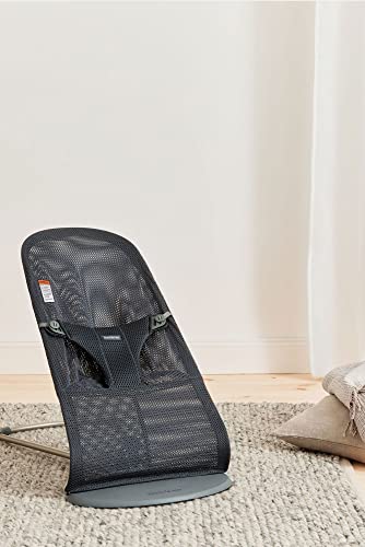 Image of BabyBjorn Bouncer Bliss, Anthracite, Mesh | 2-in-1 Adjustable Baby Bouncer Seat and Toddler Chair, Newborn to Toddler (8-29 lbs), 4 positions, Lightweight & Portable