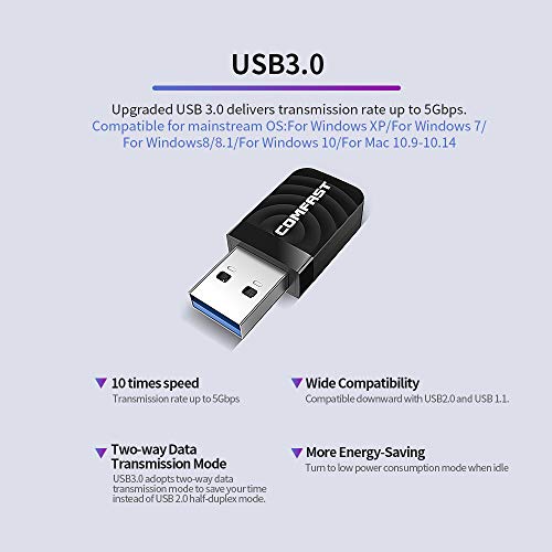 Houshome CF-812AC Gigabit Wireless USB Wifi Adapter AC 1300Mbps Adaptador Wi-fi 2.4G 5.8GHz Placa de