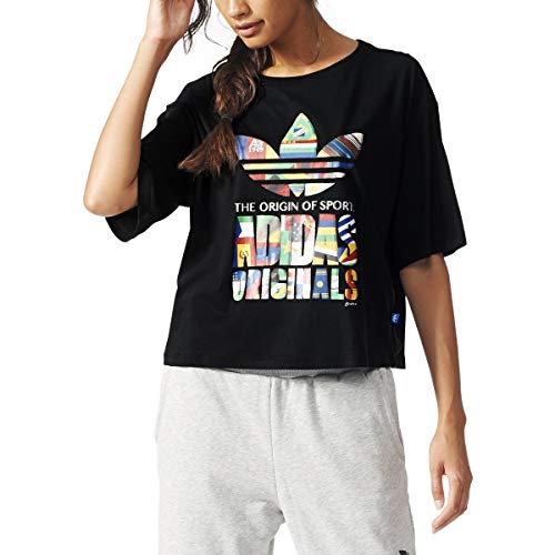 T-shirt Adidas crop noir vêtement mode femme track flag taille M