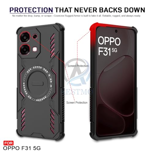Image of AESTMO Back Case Cover for Oppo F31 / F33 5G | Magnetic Case with Built-in Metal Ring | Compatible with MagSafe Accessories | Shockproof Hybrid (PC + TPU, Black)