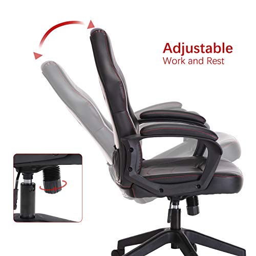 SMUGCHAIR Racing Gaming Chair Executive Bonded Leather Computer Office Chair with Adjustable Height and Padding Armrest