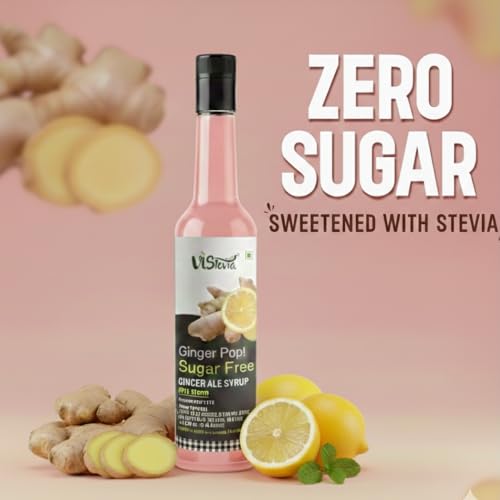 Image of VIStevia Sugar Free Ginger Ale Syrup (Serves 30-35 glasses) | Sweeteed with Stevia | 100% Natural | Sugar free