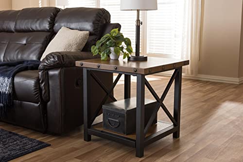 Baxton Studio Herzen 24" Square End Table In Antique Black And Brown #TOP1