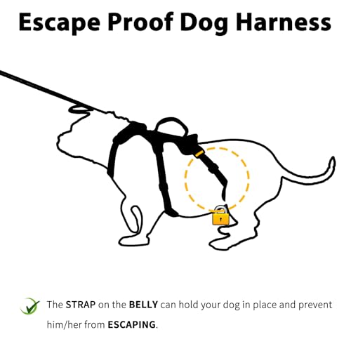 Image of Huntboo Escape Proof Dog Harness, Escape Artist Harness, Reflective Harness with Padded Handle, Breathable, Durable, Adjustable Vest for Medium Dogs Walking, Training, and Running Gear (Red, M)