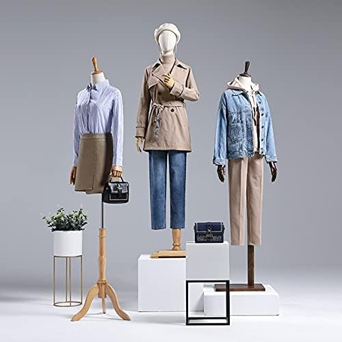 Female Tailors Dummy Mannequin Torso Mannequin Stand, Female Mannequin Torso Dress Form, Height Adjustable Half Body Manikin for Store Clothing Display Shelf with Movable Solid Wood Arm, 3 M