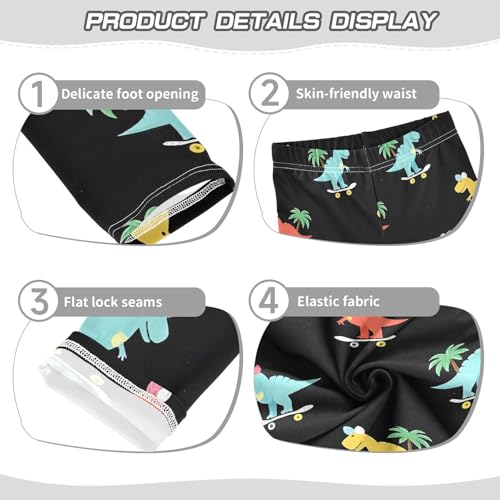 ALAZA Girls' Leggings Children's Yoga Pants Skinny Printed Dance Dinosaur Coconut Tree Comfortable 4T2