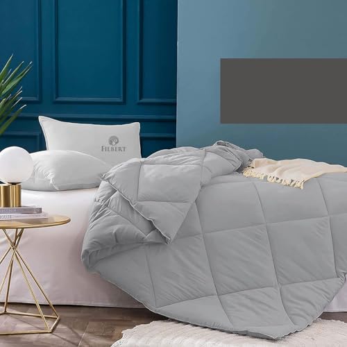 Image of Filbert 600 GSM Comforter for Double Bed | Super Warm Winter Quilt /Rajai | Thick Microfiber Blanket with Cloud-Soft Fill | Luxury Bedding for Winters - 90x100 Inch | Silver Grey