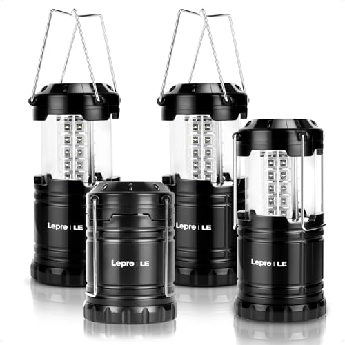 Lepro LED Camping Lanterns Battery Powered, Collapsible, IPX4 Water Resistant, Outdoor Portable Lights for Emergency, Hurricane, Storms and Outages