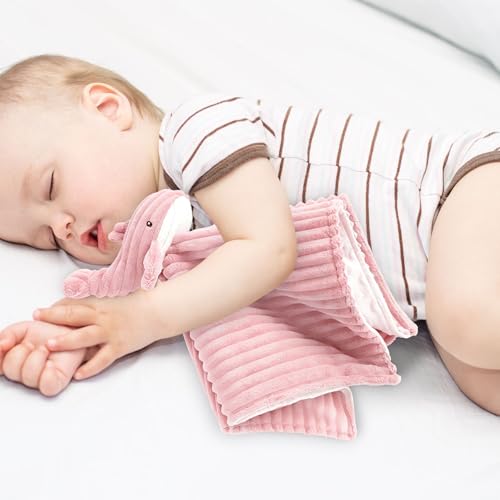 Image of Baby Security Blanket for Boys and Girls Lovey Whale 15 Inch Pink
