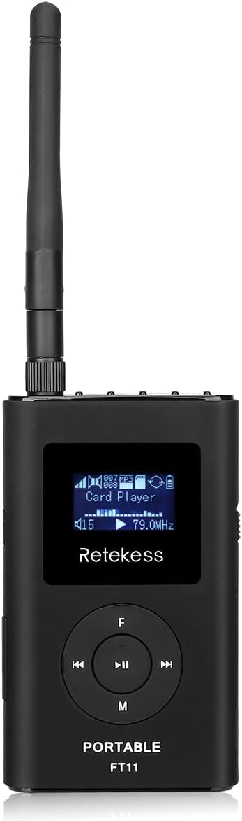 Retekess FT11 FM Transmitter,Portable FM Broadcast Transmitter for Church with Microphone, Rechargeable FM Radio Stereo Station for Drive-in Movie,Parking Lot,Support TF Card AUX Input