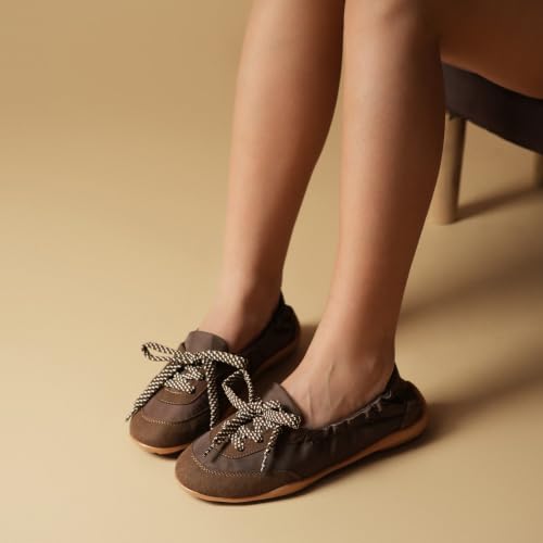 Image of Theater Kai Casual Sneakers in Suede for Women | Stylish Flat Lace-Up Shoes | Lightweight Comfortable Footwear with Cushioned Insole