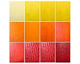 Lanyani 10 Sheets Transparent Stained Glass Sheets Pack, 4x6 inch Colored Textured Cathedral Glass for Glass Mosaic Art Crafts, Yellow&Red