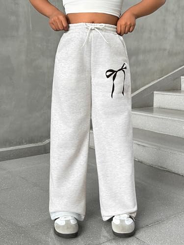 SOLY HUX Girl's Y2k Sweatpants Elastic Waist Bow Tie Front Straight Leg Baggy Pants4