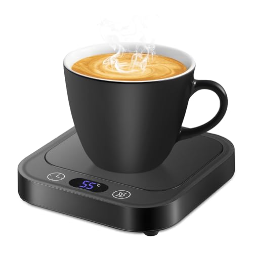 Wrymish Tassenwärmer, Kaffeewärmer für Schreibtisch mit 4 Temperaturen (45°C/55°C/65°C/80°C), Thermostatische Kaffeetassenwärmer mit 8-Stunden-Abschaltautomatik für Kaffee, Kakao, Tee und Kerzen