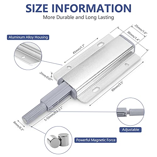 2 Pack Latches, Heavy Duty Push to Open Close Door Latch, Touch Latches