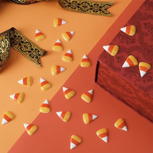 SUNNYCLUE 1 BOX 30PCS Halloween Cabochons Halloween Resin Charms Cute Cartoon Orange Pumpkin Candy Corn Flatback Cabochon Bulk for jewellery Making Scrapbooking Embellishments Cell Phone Case Diy Craf - Image 4