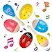 GOGHOST Easter Wooden Egg Shakers Set(6 Pcs), 4 Easter Eggs and 2 Maracas | Hand Percussion Instruments for Practice & Performance