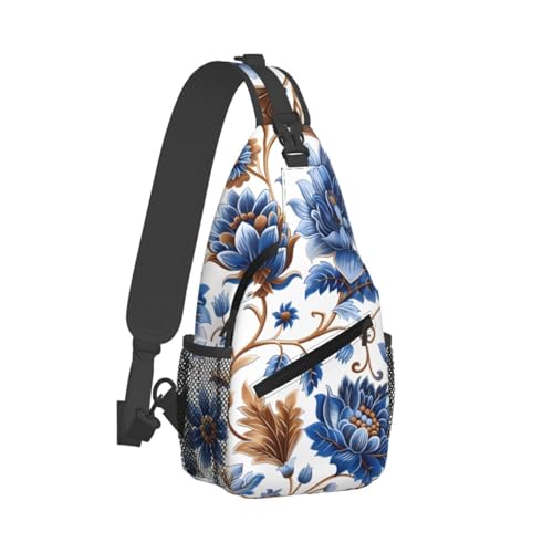 Bolso bandolera estilo floral azul para viaje ligero miniatura 2